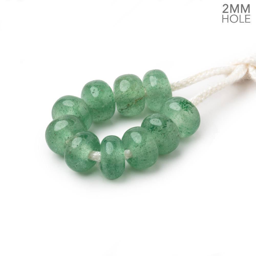 8mm Green Aventurine 2mm Large Hole Plain Rondelle Set of 10 (ONLINE ORDER ONLY)