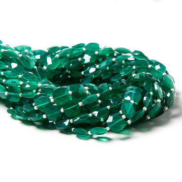 8mm Green Onyx faceted pillow beads 14 inch 36 pieces (ONLINE ORDER ONLY)