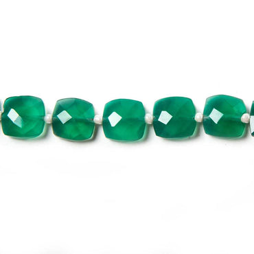 8mm Green Onyx faceted pillow beads 14 inch 36 pieces (ONLINE ORDER ONLY)