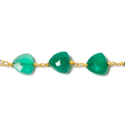 8mm Green Onyx triangle Gold plated Chain by the foot 22pcs (ONLINE ORDER ONLY)