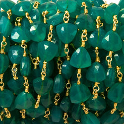 8mm Green Onyx triangle Gold plated Chain by the foot 22pcs (ONLINE ORDER ONLY)