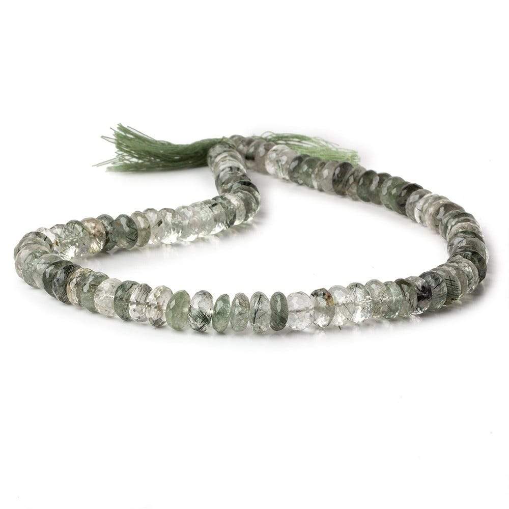8mm Green Tourmalinated Quartz Faceted Rondelles 14 inch 92 beads (ONLINE ORDER ONLY)