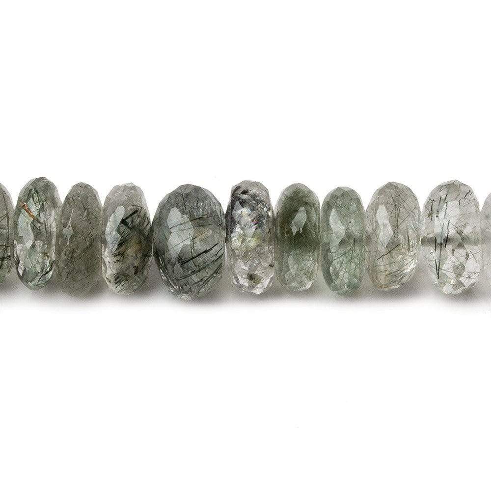 8mm Green Tourmalinated Quartz Faceted Rondelles 14 inch 92 beads (ONLINE ORDER ONLY)