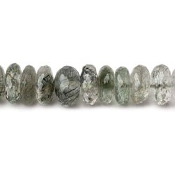 8mm Green Tourmalinated Quartz Faceted Rondelles 14 inch 92 beads (ONLINE ORDER ONLY)