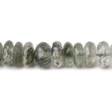 8mm Green Tourmalinated Quartz Faceted Rondelles 14 inch 92 beads (ONLINE ORDER ONLY)