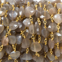 8mm Greige Moonstone triangle Gold plated Chain by the foot 22pcs (ONLINE ORDER ONLY)