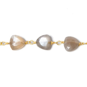 8mm Greige Moonstone triangle Gold plated Chain by the foot 22pcs (ONLINE ORDER ONLY)