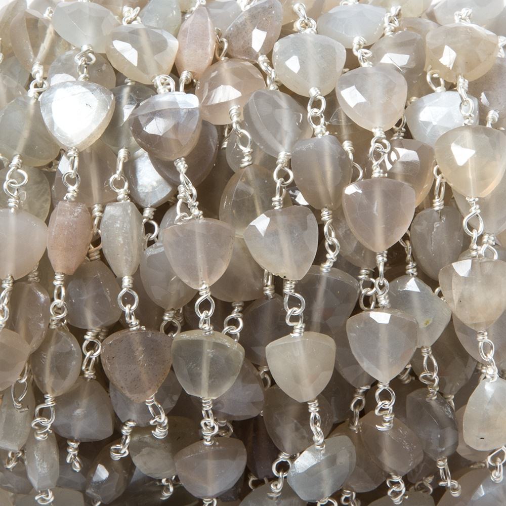 8mm Greige Moonstone triangle Silver plated Chain by the foot 22pcs (ONLINE ORDER ONLY)