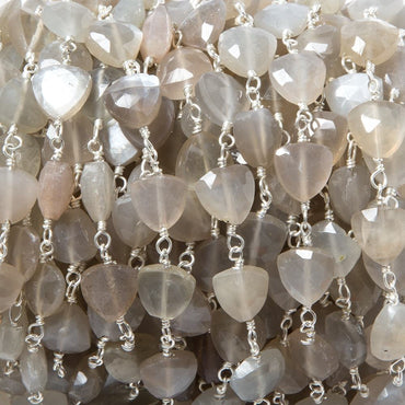 8mm Greige Moonstone triangle Silver plated Chain by the foot 22pcs (ONLINE ORDER ONLY)
