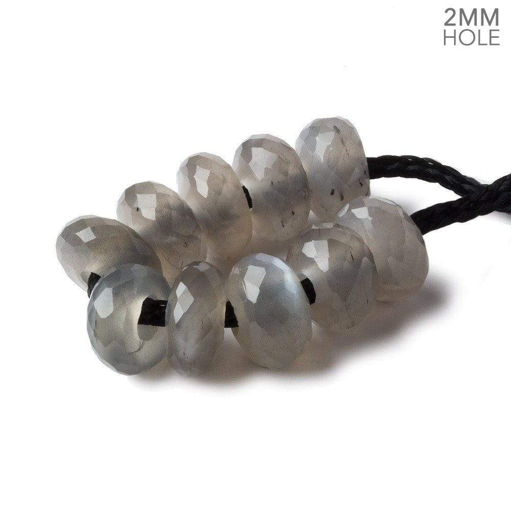 8mm Grey Moonstone 2mm Large Hole Faceted Rondelle Bead Set of 10 (ONLINE ORDER ONLY)