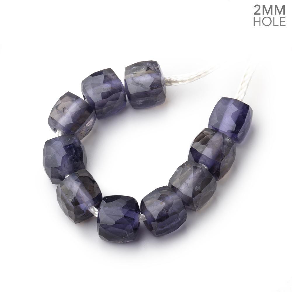 8mm Iolite 2mm Large Hole Faceted Cube Beads Set of 10 (ONLINE ORDER ONLY)