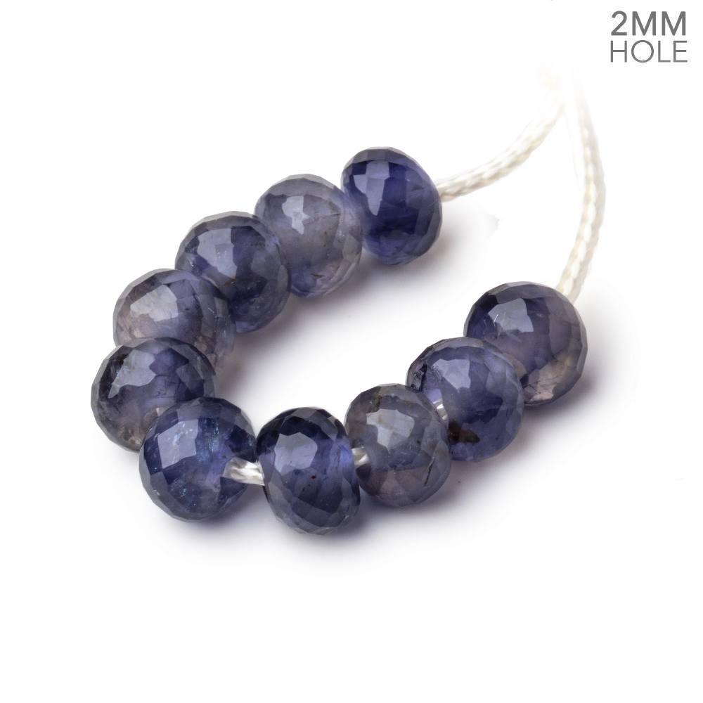 8mm Iolite 2mm Large Hole Faceted Rondelle Bead Set of 10 (ONLINE ORDER ONLY)