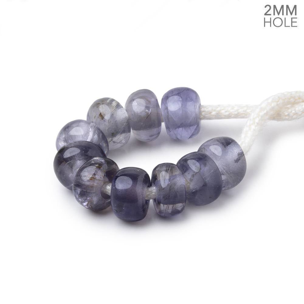 8mm Iolite 2mm Large Hole Plain Rondelle Set of 10 (ONLINE ORDER ONLY)