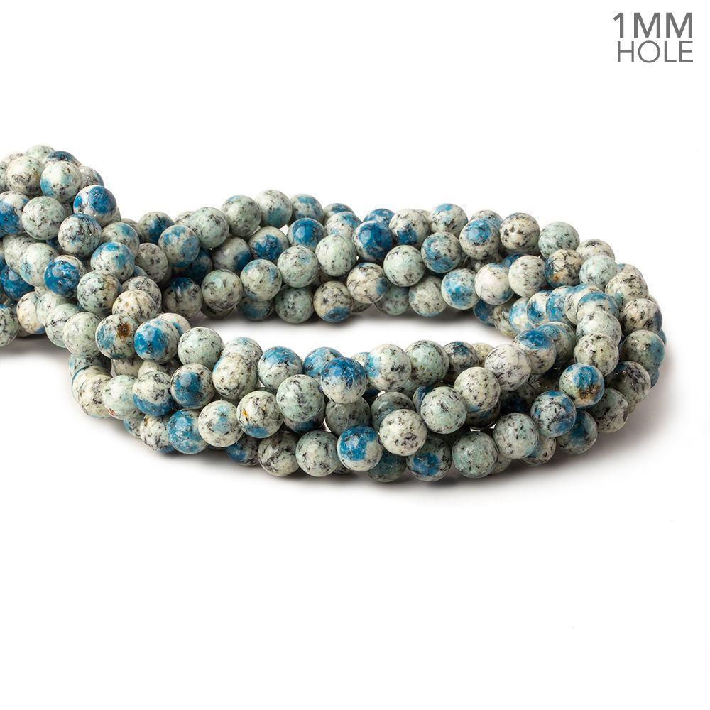 8mm K2 Azurite Granite "K2 Jasper" plain round beads 16 inch 50 beads AA 1mm large hole (ONLINE ORDER ONLY)