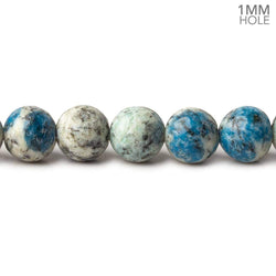 8mm K2 Azurite Granite "K2 Jasper" plain round beads 16 inch 50 beads AA 1mm large hole (ONLINE ORDER ONLY)