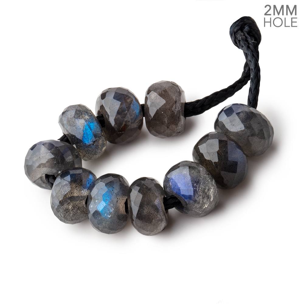 8mm Labradorite 2mm Large Hole Faceted Rondelle Bead Set of 10 (ONLINE ORDER ONLY)