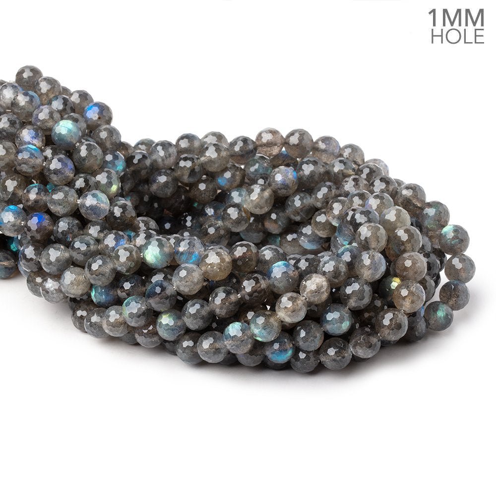 8mm Labradorite Faceted Round Beads 15 inch 48 pieces 1mm Large Hole (ONLINE ORDER ONLY)