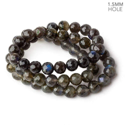 8mm Labradorite faceted rounds 18 inch 61 large hole beads  A (ONLINE ORDER ONLY)