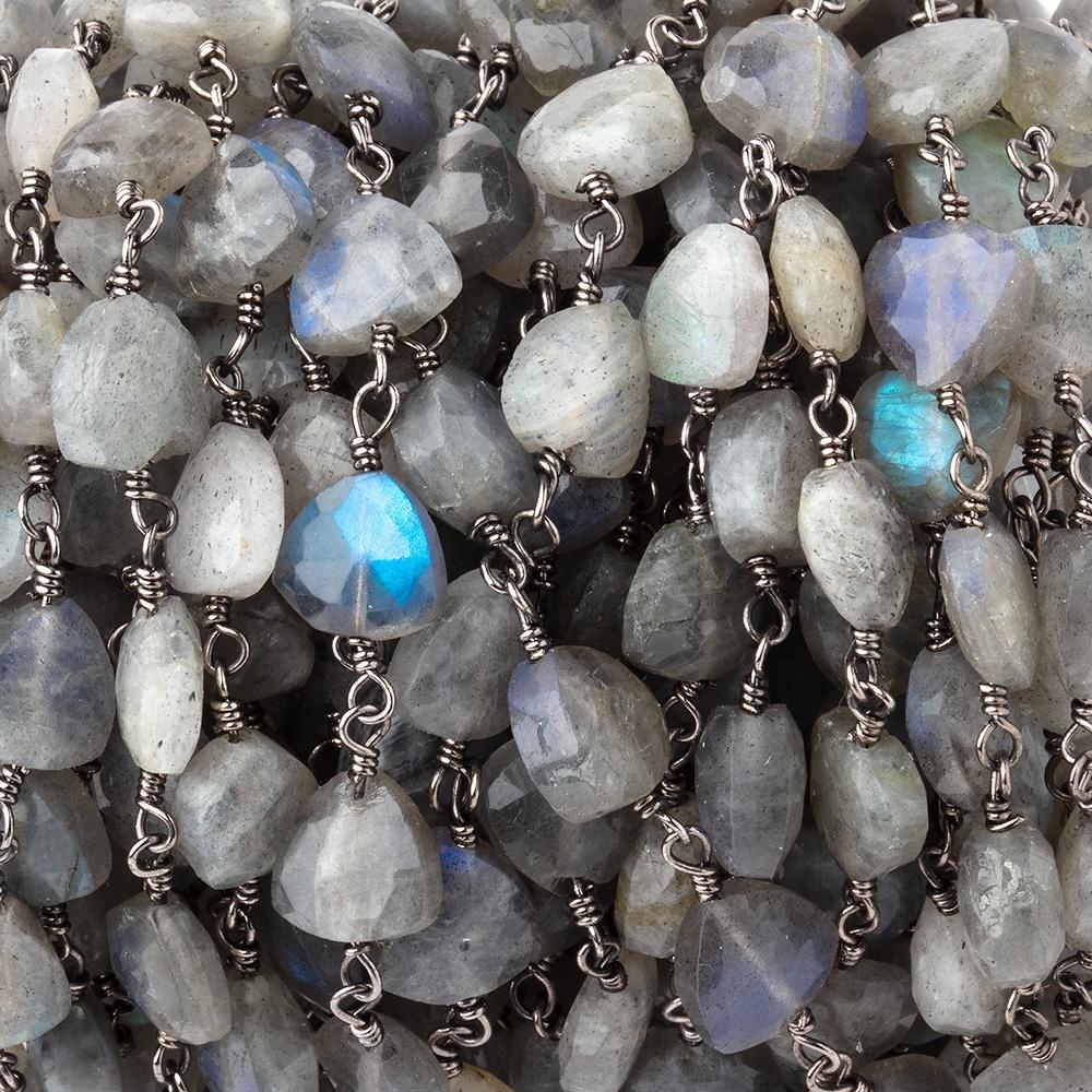 8mm Labradorite triangle Black Gold plated Chain by the foot 22 pieces (ONLINE ORDER ONLY)