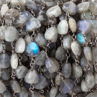 8mm Labradorite triangle Black Gold plated Chain by the foot 22 pieces (ONLINE ORDER ONLY)