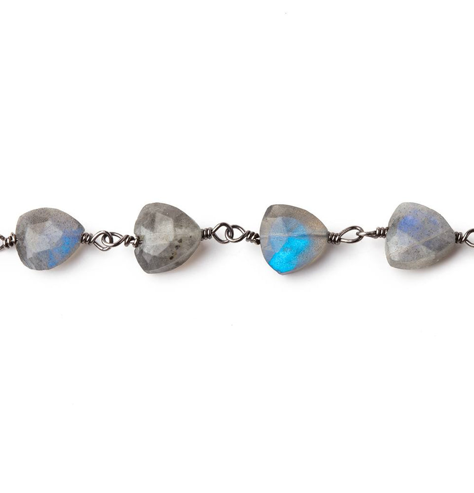 8mm Labradorite triangle Black Gold plated Chain by the foot 22 pieces (ONLINE ORDER ONLY)