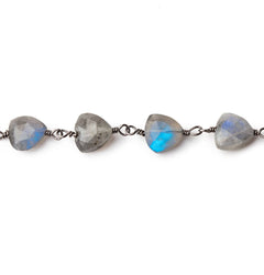 8mm Labradorite triangle Black Gold plated Chain by the foot 22 pieces (ONLINE ORDER ONLY)