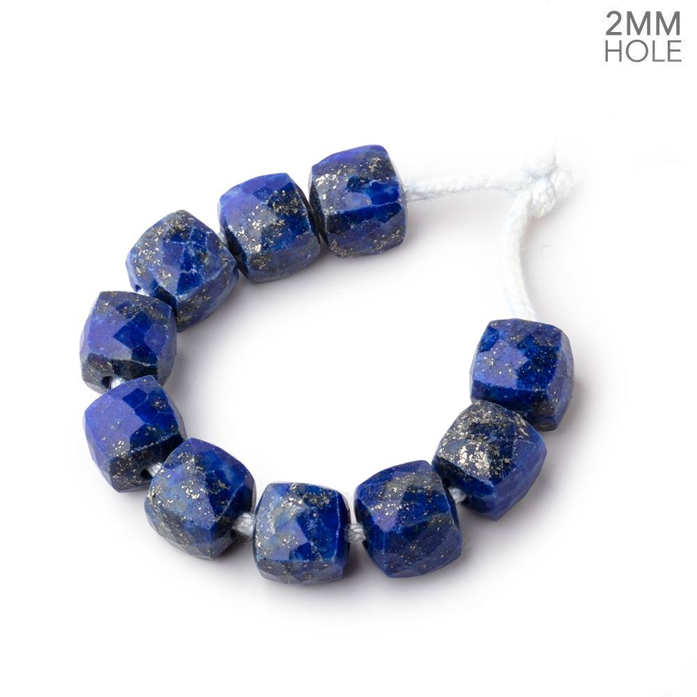8mm Lapis Lazuli 2mm Large Hole Faceted Cube Beads Set of 10 pieces (ONLINE ORDER ONLY)