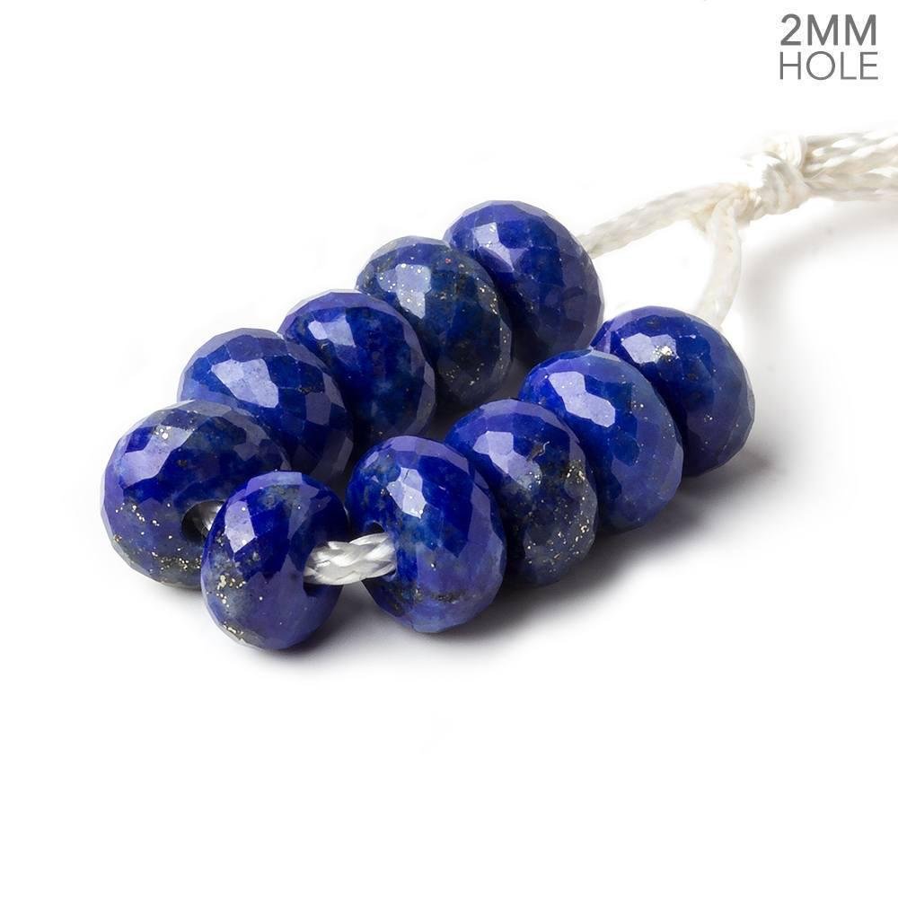 8mm Lapis Lazuli 2mm Large Hole Faceted Rondelle Bead Set of 10 (ONLINE ORDER ONLY)