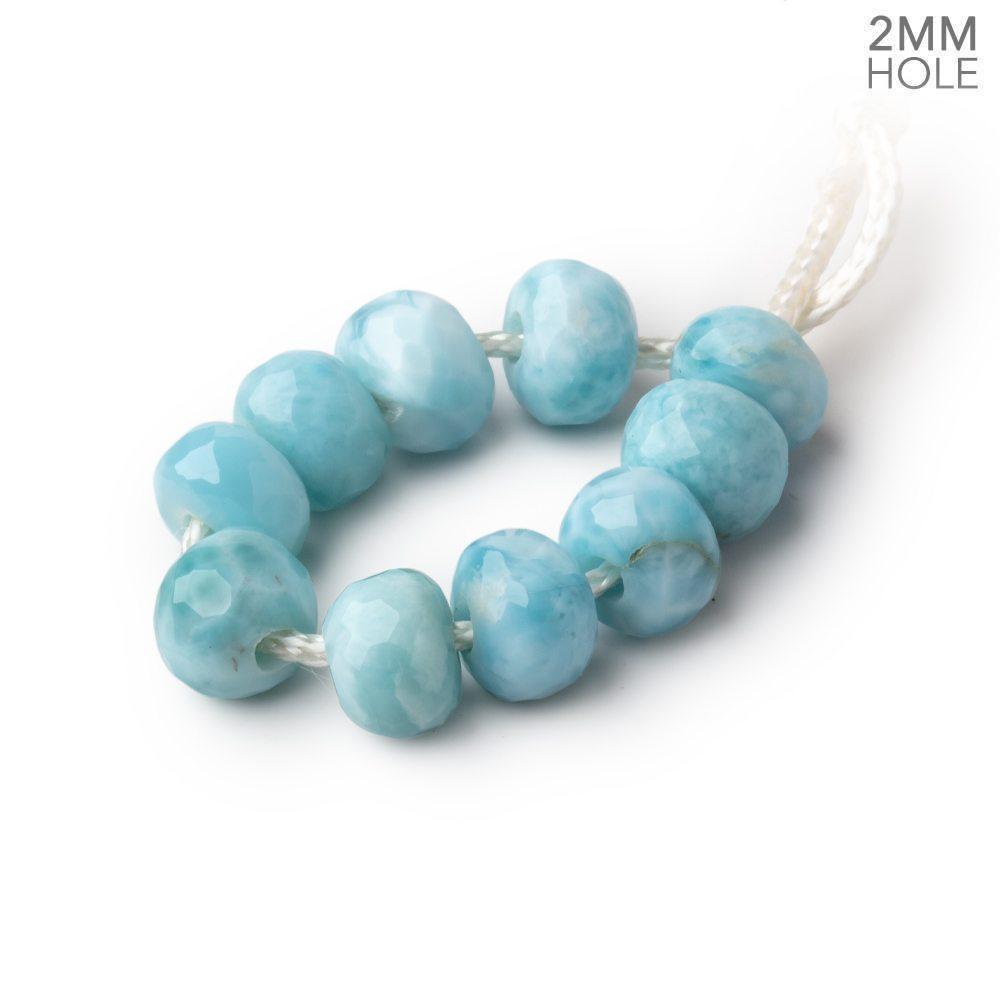 8mm Larimar 2mm Large Hole Faceted Rondelle Bead Set of 10 (ONLINE ORDER ONLY)