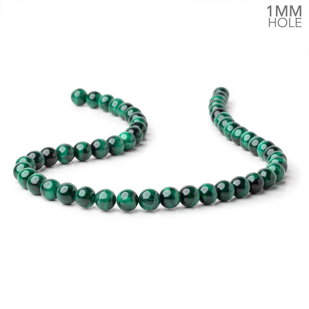 8mm Malachite Plain Round Beads 15.5 inch 51 pieces 1mm hole (ONLINE ORDER ONLY)