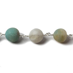 8mm Matte Amazonite plain round Silver Chain by the foot 23 pcs (ONLINE ORDER ONLY)