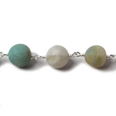 8mm Matte Amazonite plain round Silver Chain by the foot 23 pcs (ONLINE ORDER ONLY)