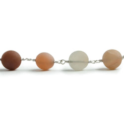8mm Matte Multi Color Moonstone coin & nugget Silver plated Chain by the foot with approximately 20 pieces (ONLINE ORDER ONLY)