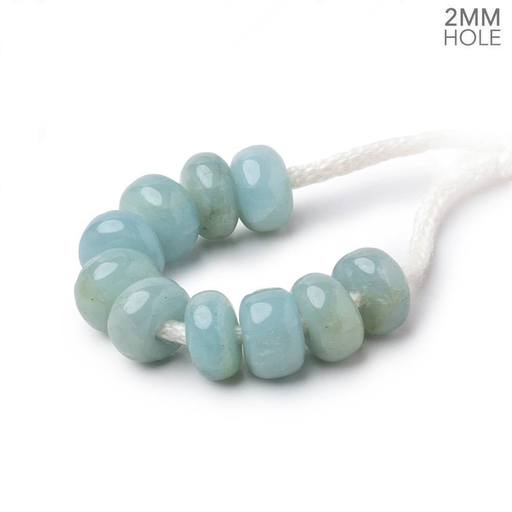 8mm Milky Aquamarine 2mm Large Hole Plain Rondelle Set of 10 (ONLINE ORDER ONLY)