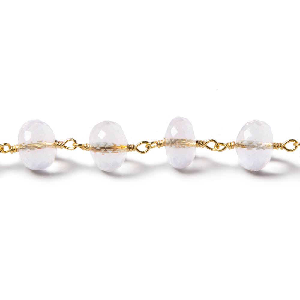 8mm Milky Crystal Quartz rondelle Vermeil Chain by foot 30 pieces (ONLINE ORDER ONLY)