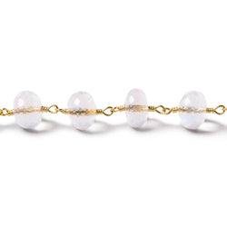 8mm Milky Crystal Quartz rondelle Vermeil Chain by foot 30 pieces (ONLINE ORDER ONLY)