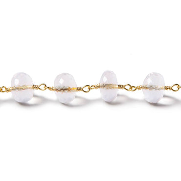 8mm Milky Crystal Quartz rondelle Vermeil Chain by foot 30 pieces (ONLINE ORDER ONLY)