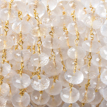 8mm Milky Crystal Quartz rondelle Vermeil Chain by foot 30 pieces (ONLINE ORDER ONLY)