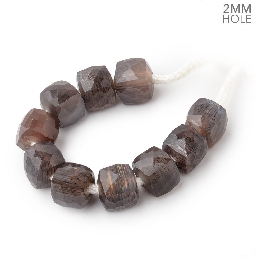 8mm Moonstone 2mm Large Hole Faceted Cube Beads Set of 10 (ONLINE ORDER ONLY)