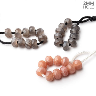8mm Moonstone 2mm Large Hole Faceted Rondelle Beads Set 3 Strands (ONLINE ORDER ONLY)