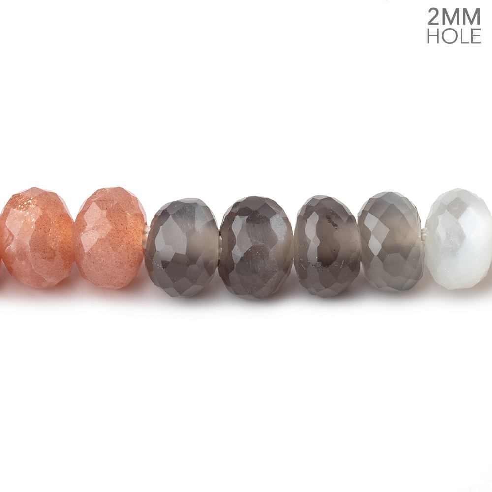 8mm Multi Color Moonstone 2mm Large Hole Faceted Rondelles 8 inch 36 Beads (ONLINE ORDER ONLY)