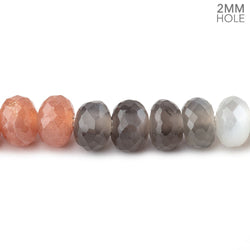 8mm Multi Color Moonstone 2mm Large Hole Faceted Rondelles 8 inch 36 Beads (ONLINE ORDER ONLY)