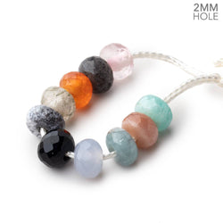 8mm Multi Gemstone 2mm Large Hole Faceted Rondelle Bead Set of 10 (ONLINE ORDER ONLY)