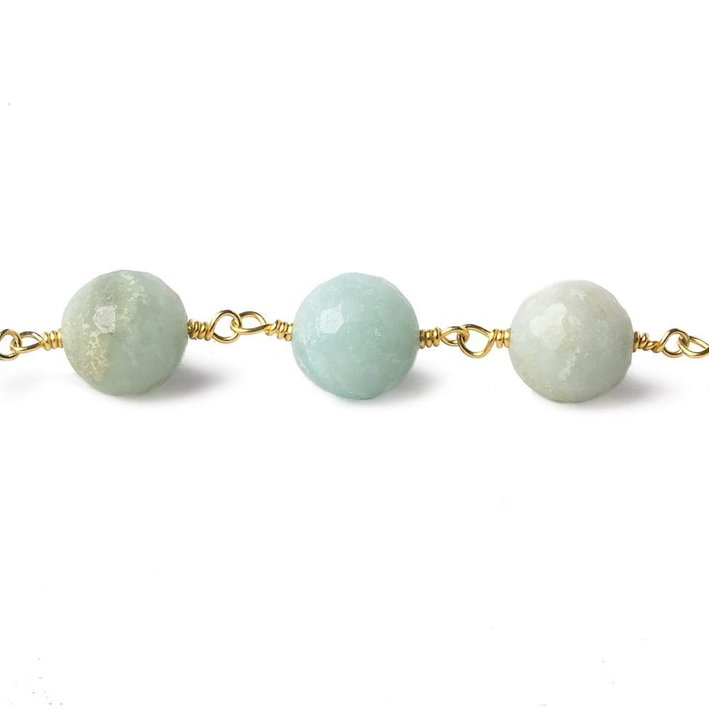 8mm MultiColor Amazonite faceted round Gold Chain by the foot 21 beads (ONLINE ORDER ONLY)
