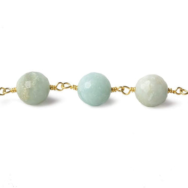 8mm MultiColor Amazonite faceted round Gold Chain by the foot 21 beads (ONLINE ORDER ONLY)