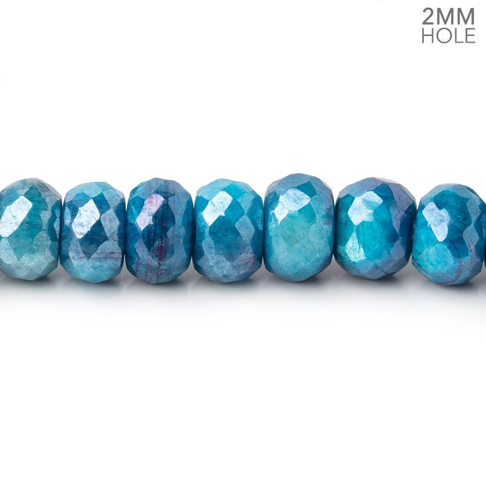 8mm Mystic Cerulean Blue Moonstone 2mm Large Hole Faceted Rondelles 8 inch 40 Beads (ONLINE ORDER ONLY)