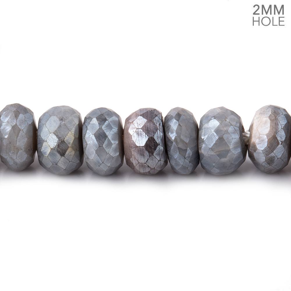 8mm Mystic Grey Moonstone 2mm Large Hole Faceted Rondelles 8 inch 35 Beads (ONLINE ORDER ONLY)