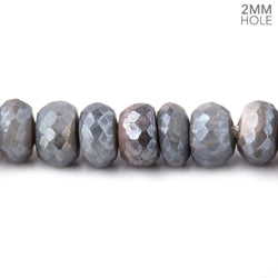 8mm Mystic Grey Moonstone 2mm Large Hole Faceted Rondelles 8 inch 35 Beads (ONLINE ORDER ONLY)