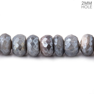 8mm Mystic Grey Moonstone 2mm Large Hole Faceted Rondelles 8 inch 35 Beads (ONLINE ORDER ONLY)