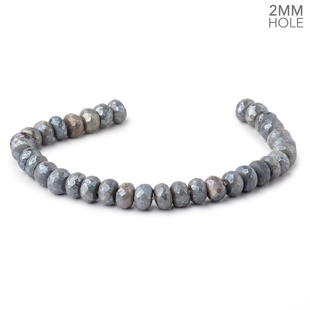 8mm Mystic Grey Moonstone 2mm Large Hole Faceted Rondelles 8 inch 35 Beads (ONLINE ORDER ONLY)
